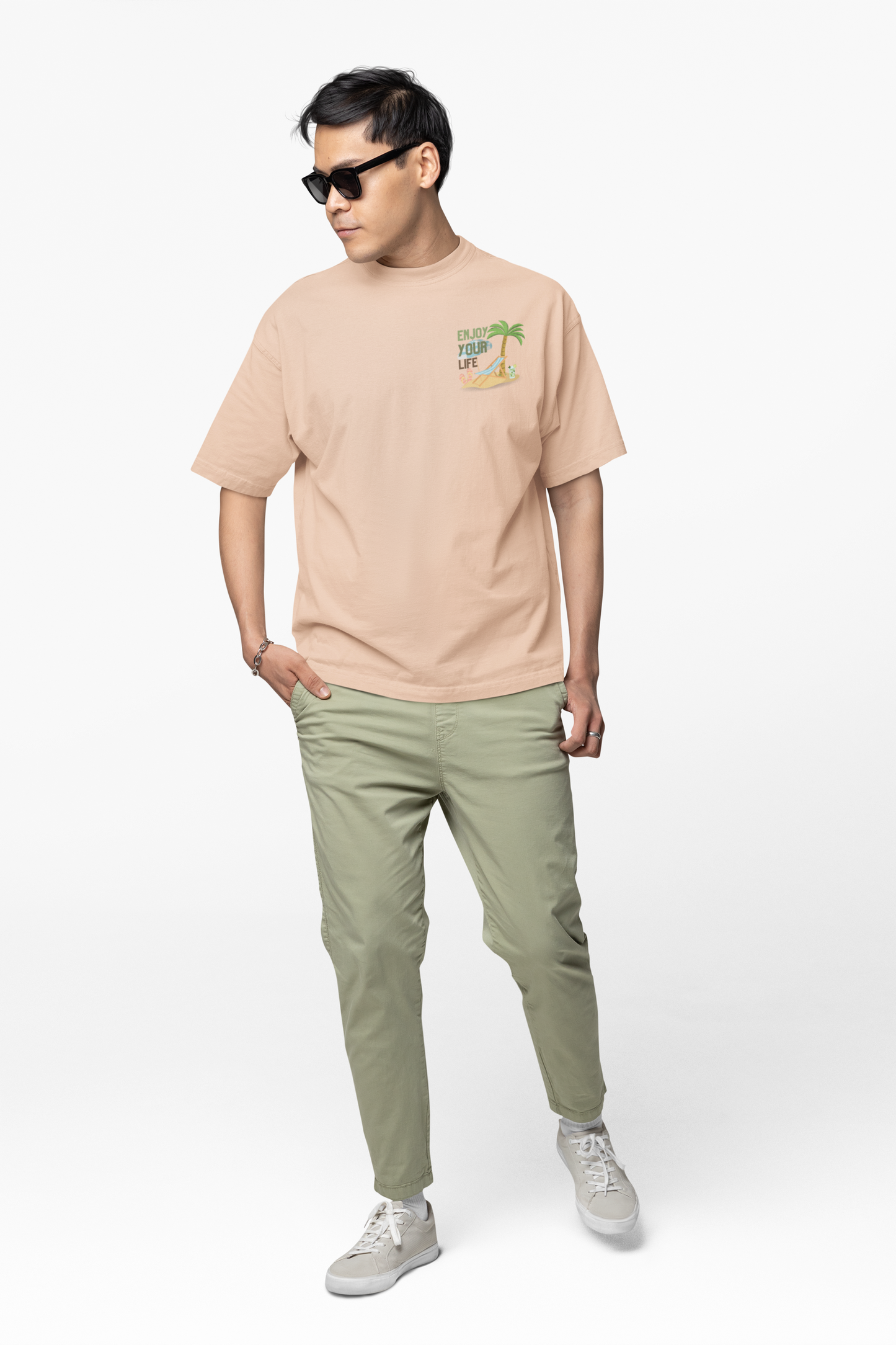 Enjoy Your Life Oversized Printed T-shirt