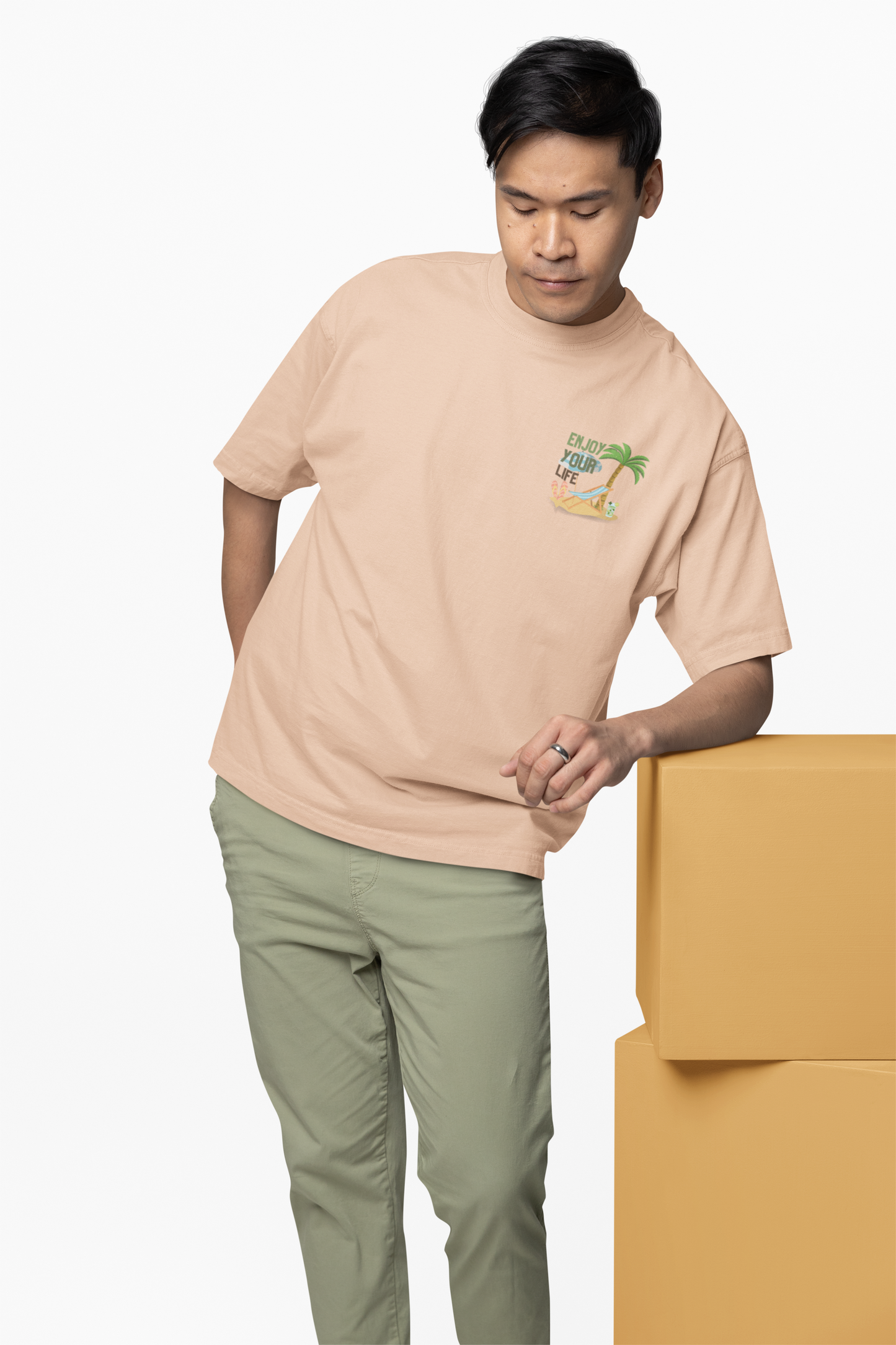 Enjoy Your Life Oversized Printed T-shirt