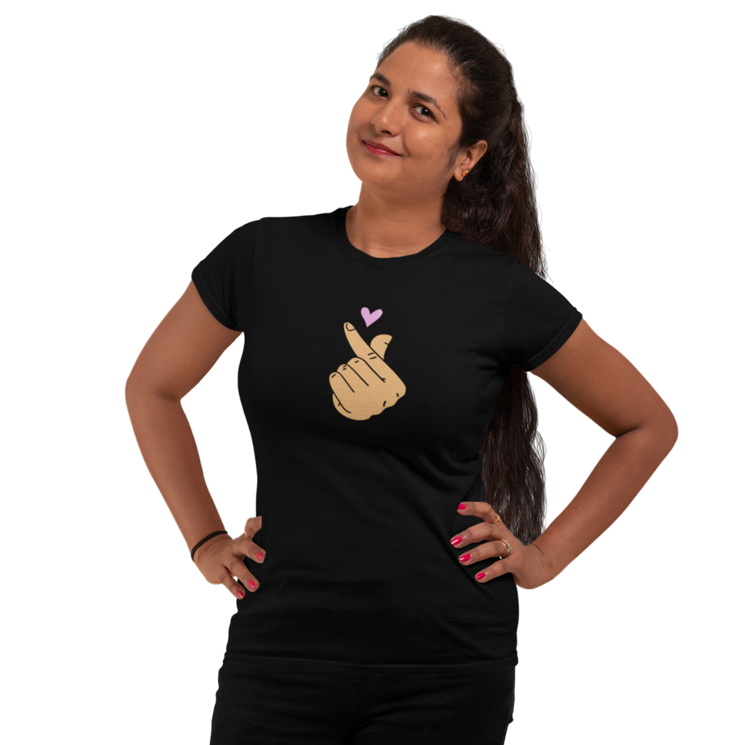 Finger Heart Classic Printed T-shirt for Women