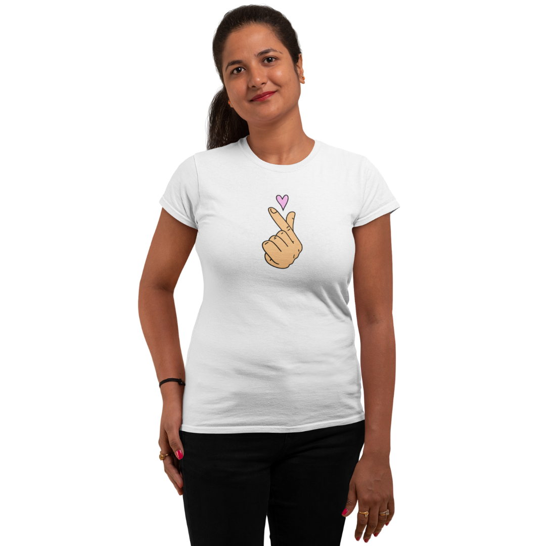 Finger Heart Classic Printed T-shirt for Women