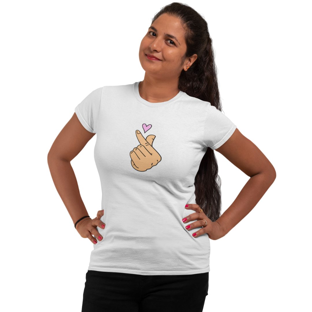 Finger Heart Classic Printed T-shirt for Women