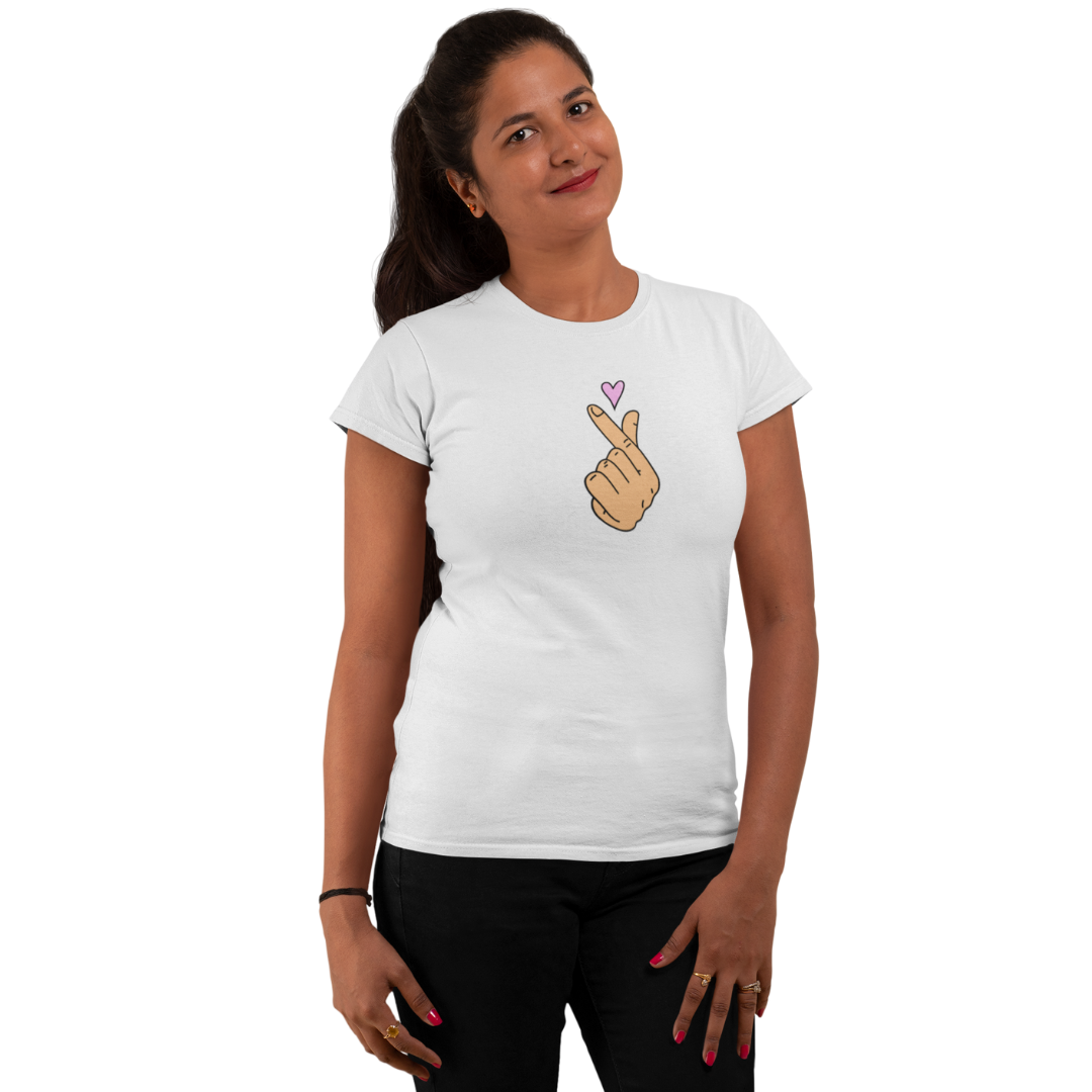 Finger Heart Classic Printed T-shirt for Women