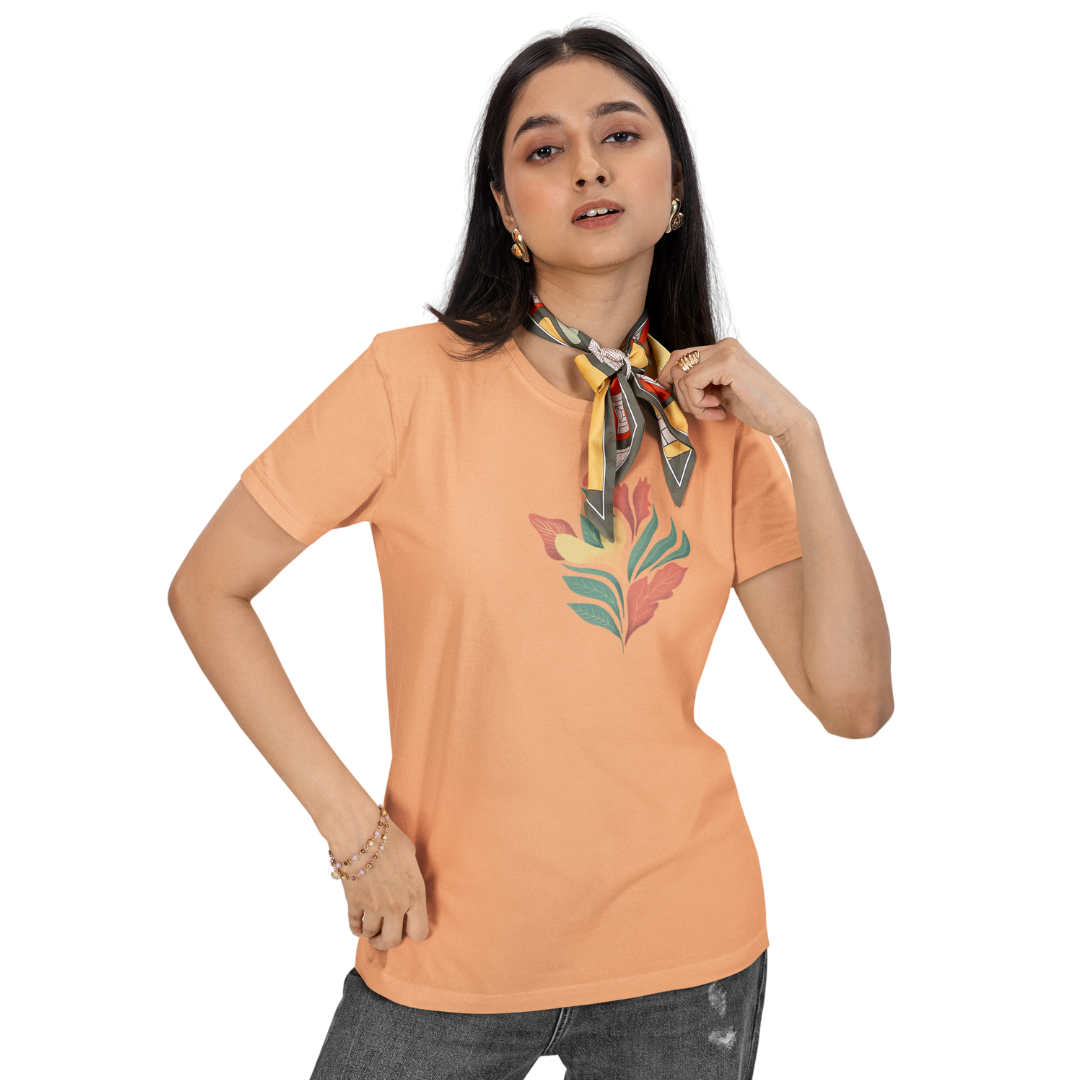 Flower Printed Half Sleeve T-shirt for Women