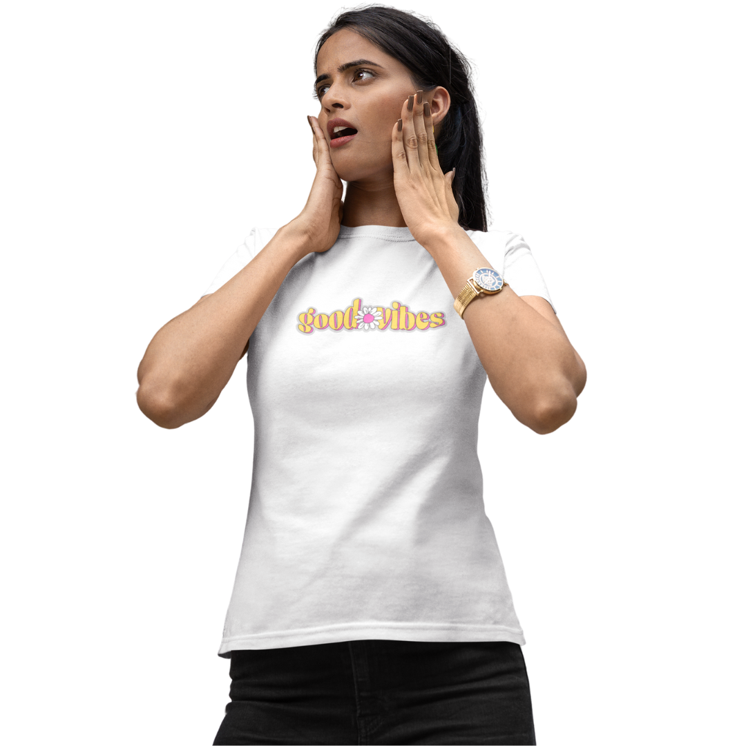 Good Vibes Classic Half Sleeve Printed T-shirt for Women