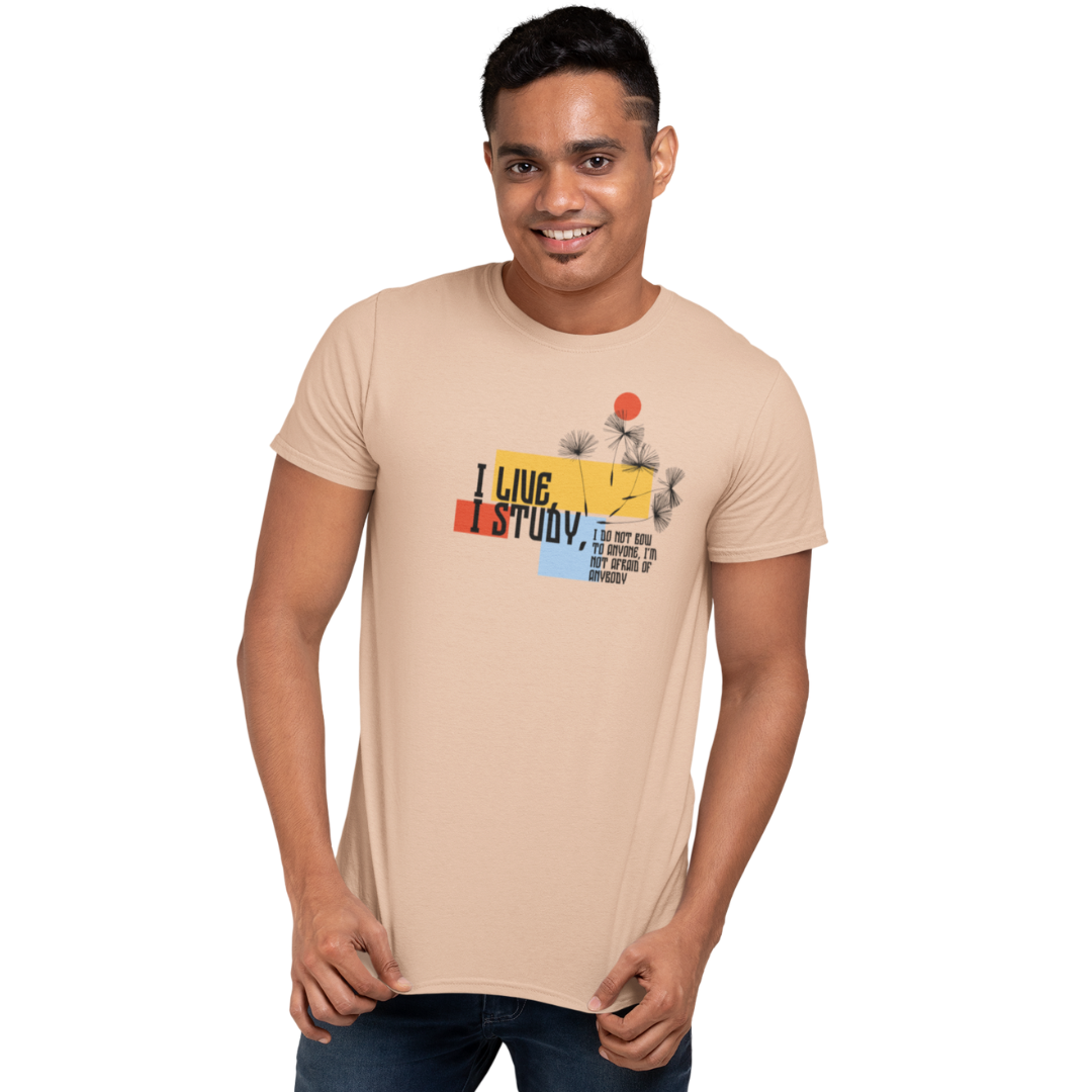 I Live I Study | Motivational Graphic Printed Unisex T-Shirt | Regular Fit | 100% Cotton