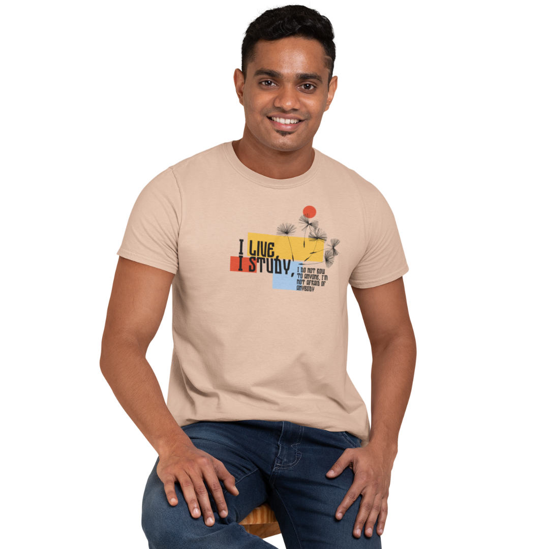 I Live I Study | Motivational Graphic Printed Unisex T-Shirt | Regular Fit | 100% Cotton