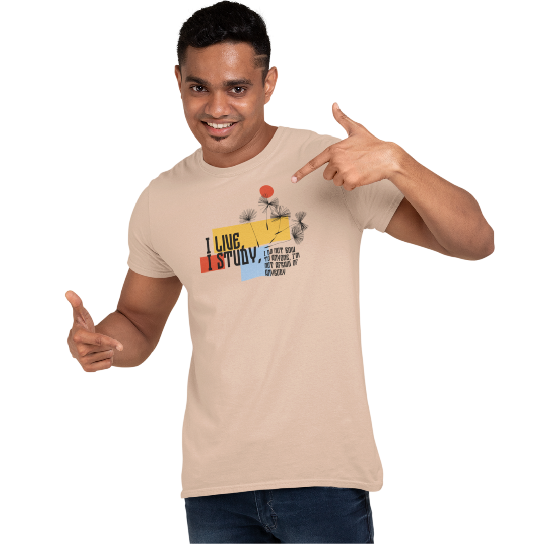 I Live I Study | Motivational Graphic Printed Unisex T-Shirt | Regular Fit | 100% Cotton
