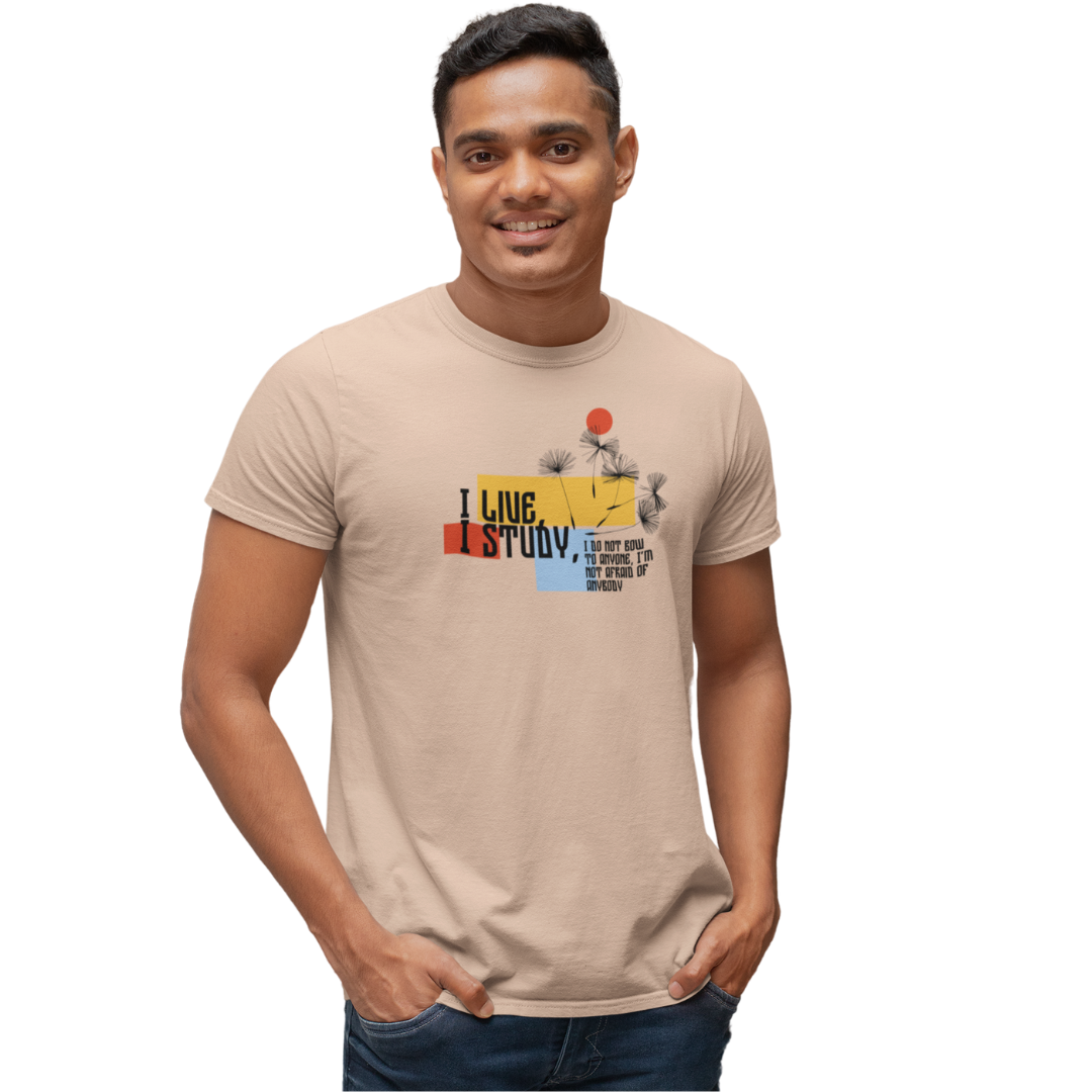 I Live I Study | Motivational Graphic Printed Unisex T-Shirt | Regular Fit | 100% Cotton