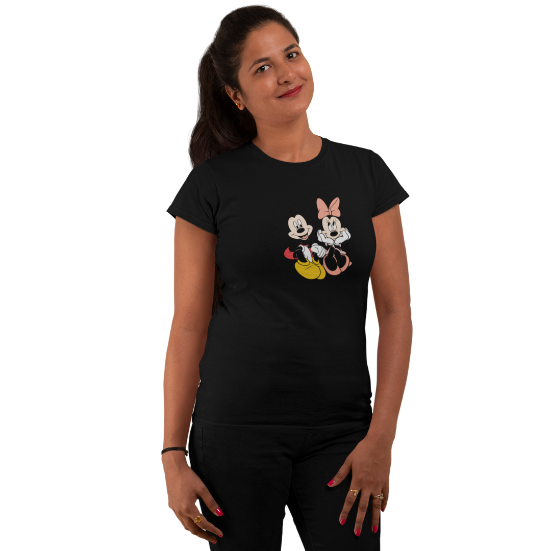 Mickey Mouse Graphic T-shirt for Women | Official Disney Design | Regular Fit | 100% Cotton