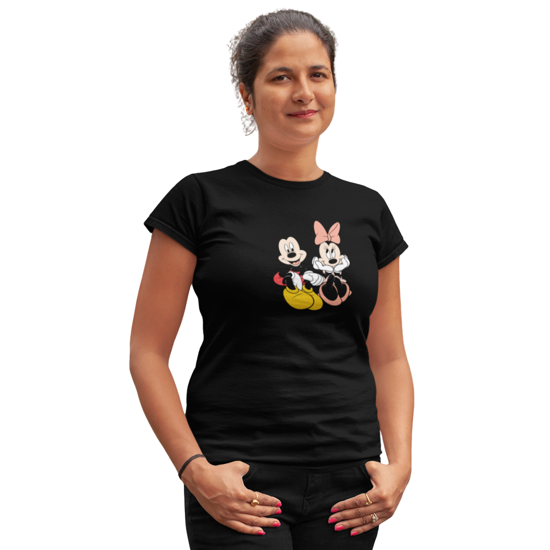Mickey Mouse Graphic T-shirt for Women | Official Disney Design | Regular Fit | 100% Cotton
