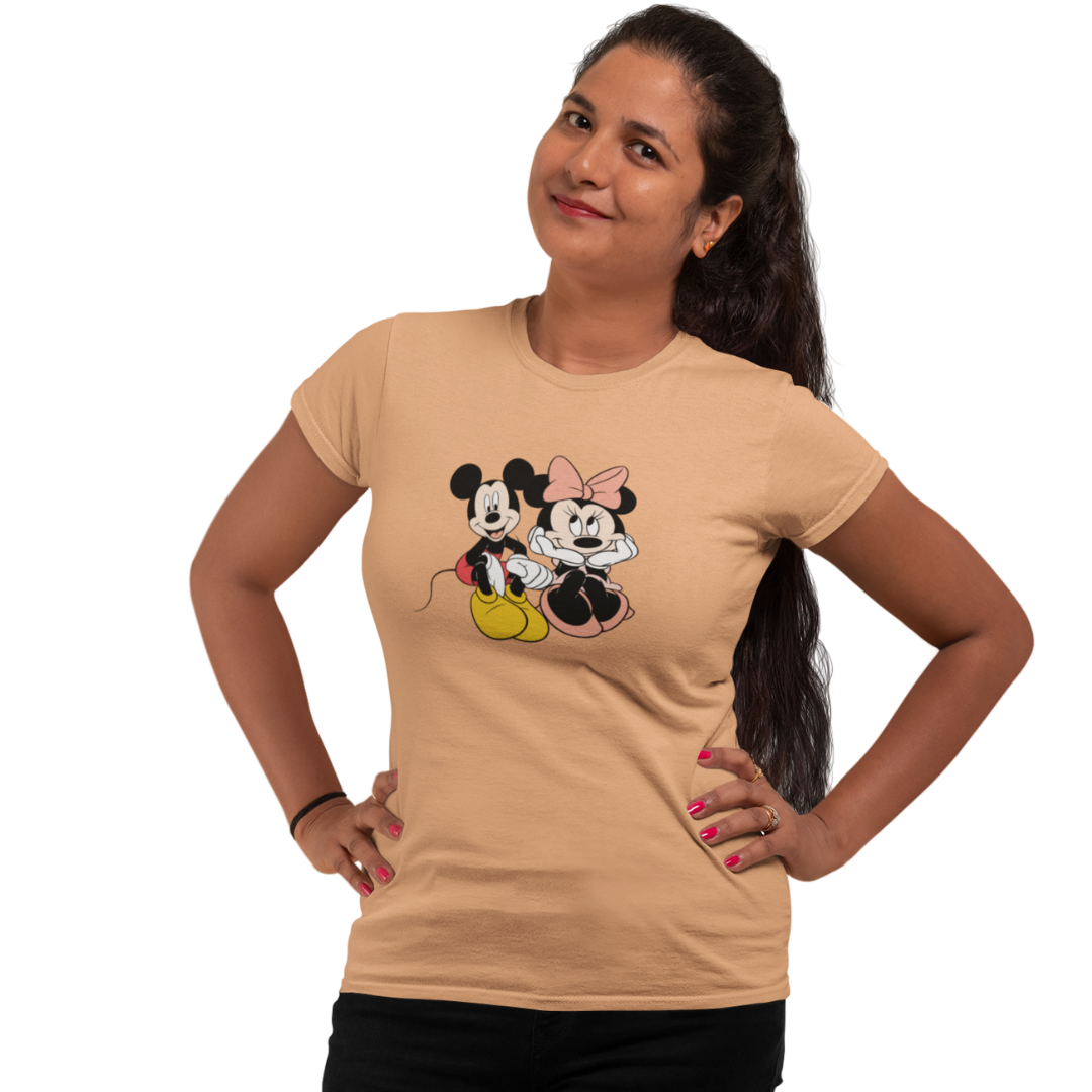 Mickey Mouse Graphic T-shirt for Women | Official Disney Design | Regular Fit | 100% Cotton