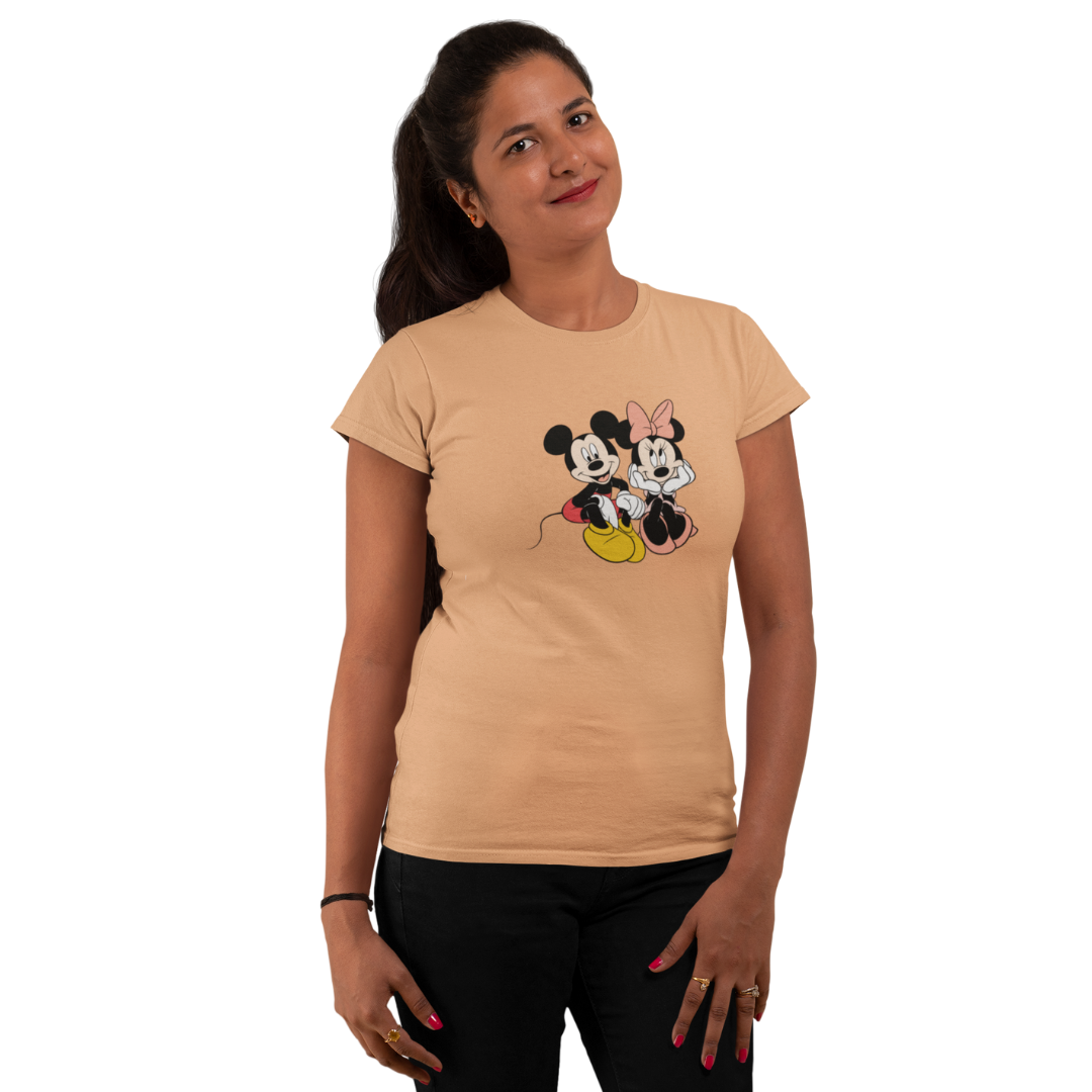 Mickey Mouse Graphic T-shirt for Women | Official Disney Design | Regular Fit | 100% Cotton