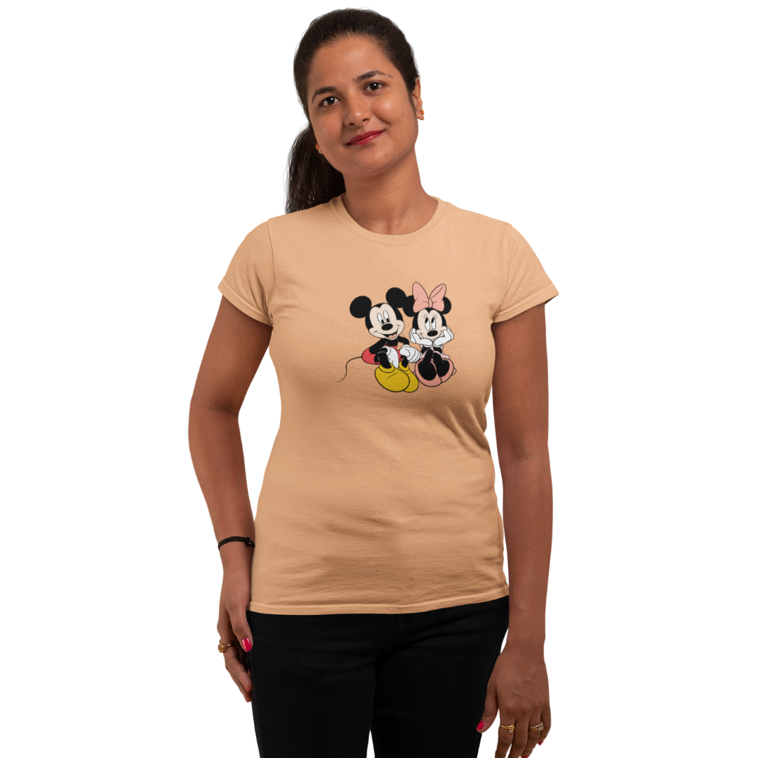 Mickey Mouse Graphic T-shirt for Women | Official Disney Design | Regular Fit | 100% Cotton