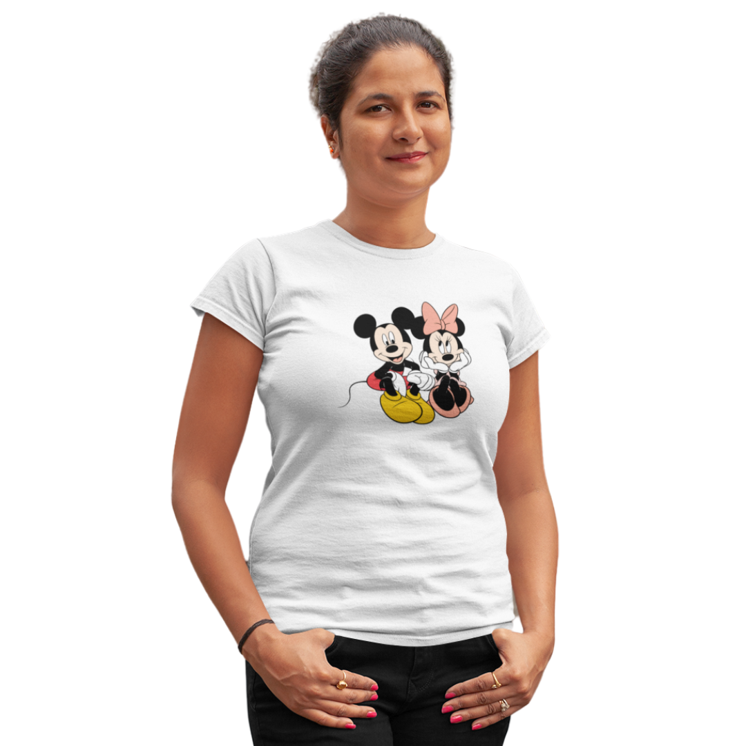 Mickey Mouse Graphic T-shirt for Women | Official Disney Design | Regular Fit | 100% Cotton