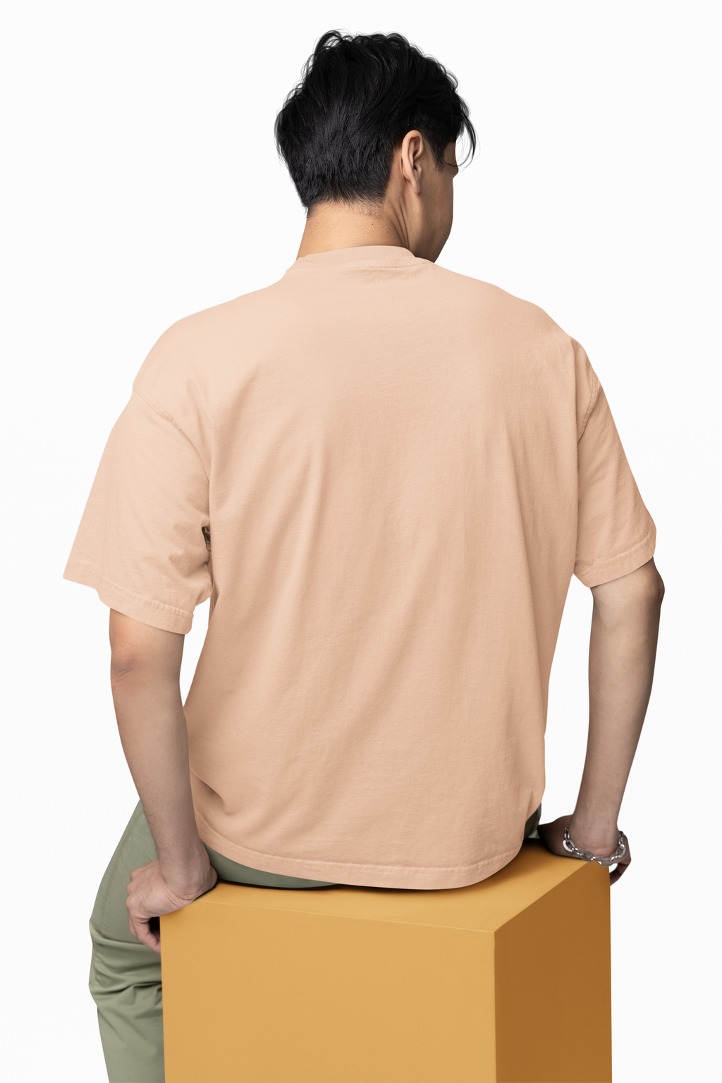 Chicemporia Oversized Unisex Beige T-Shirt | Premium Cotton Drop Shoulder Tee