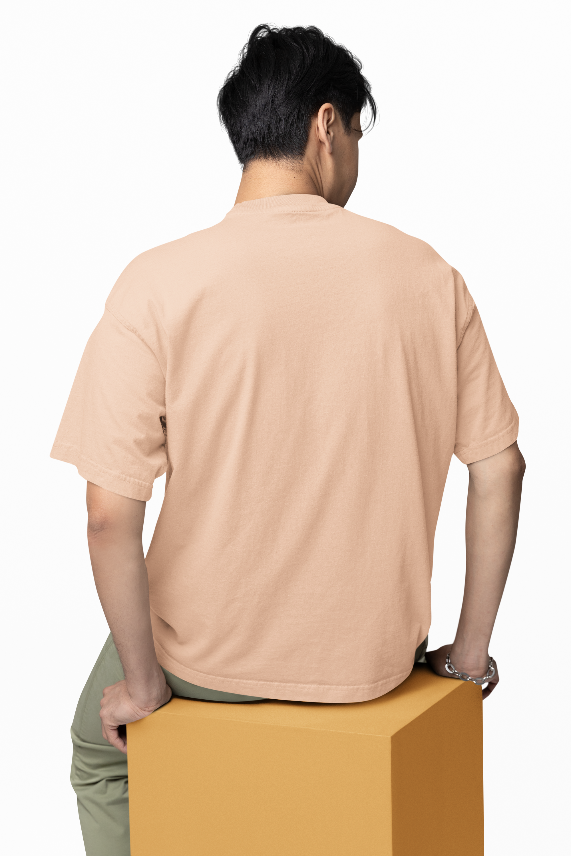 Chicemporia Oversized Unisex Beige T-Shirt | Premium Cotton Drop Shoulder Tee