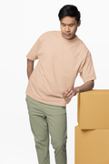 Chicemporia Oversized Unisex Beige T-Shirt | Premium Cotton Drop Shoulder Tee