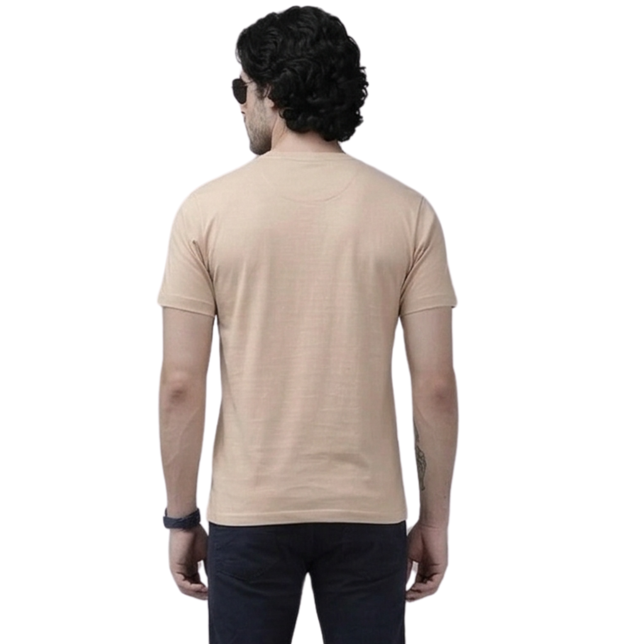 Chicemporia Couple T-Shirt Combo | Solid Beige Matching Tees for Men & Women (Pack of 2)