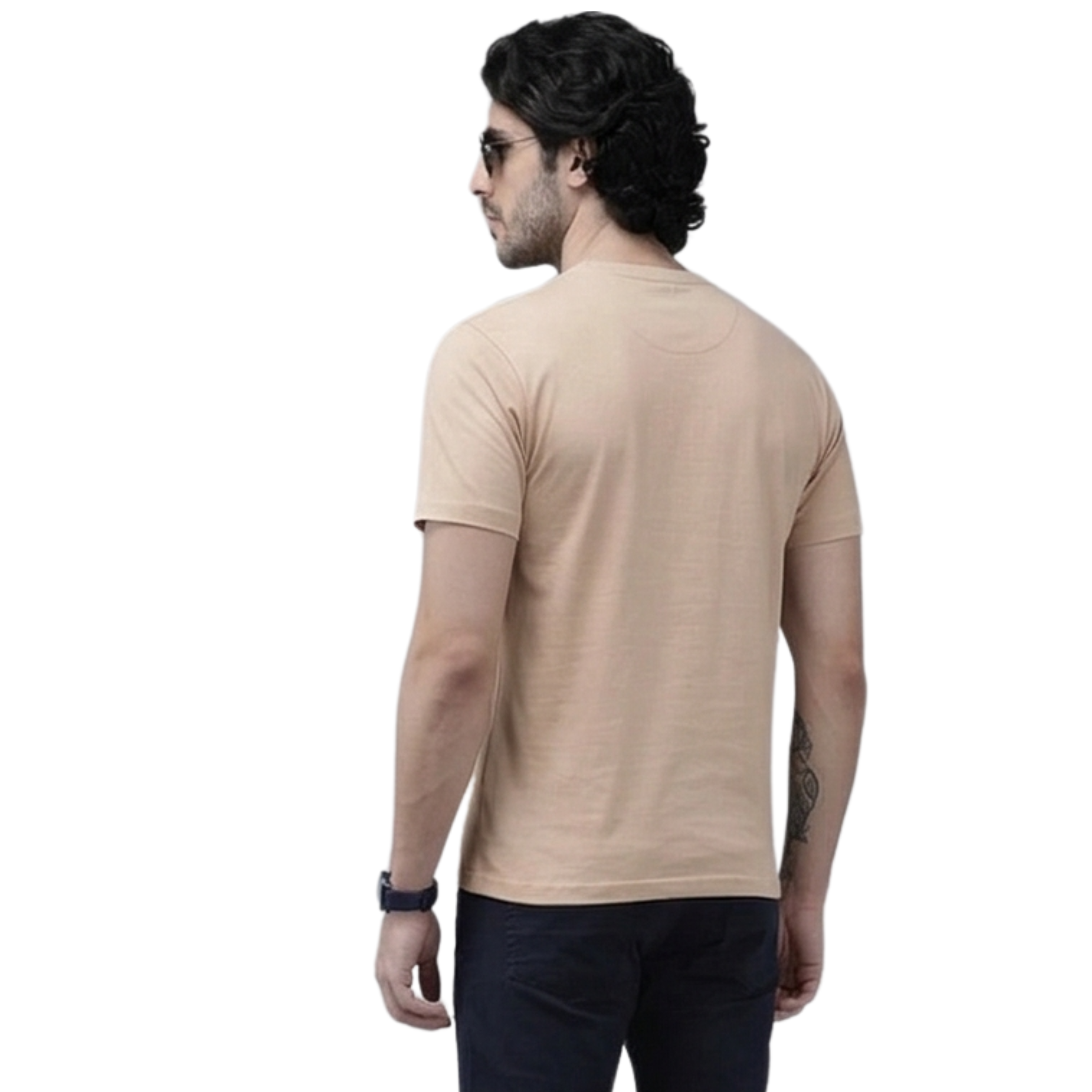 Chicemporia Luxe Solid Beige T-Shirt | Premium Ultra-Soft Regular Fit