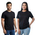 Chicemporia Couple T-Shirt Combo | Solid Classic Black Matching Tees for Men & Women (Pack of 2)