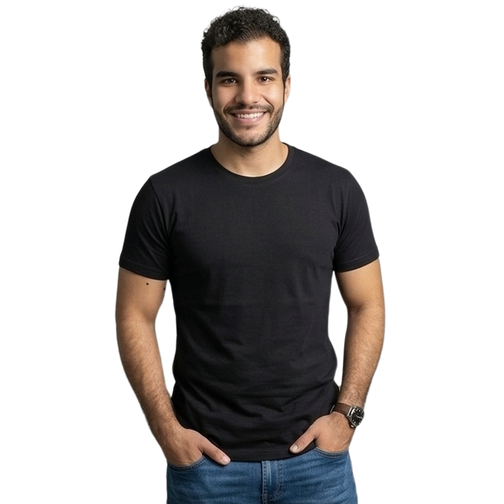 Chicemporia Couple T-Shirt Combo | Solid Classic Black Matching Tees for Men & Women (Pack of 2)