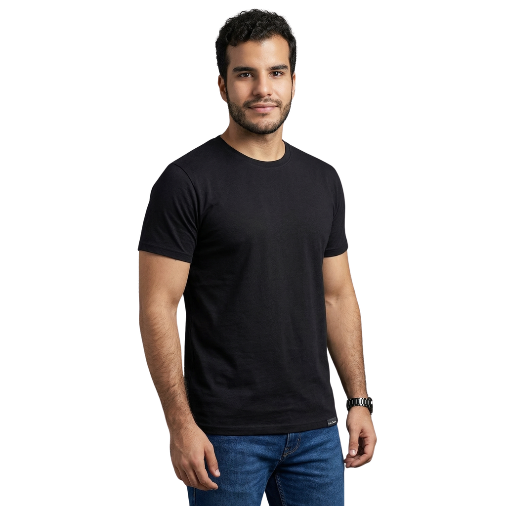 Chicemporia Luxe Solid Black T-Shirt | Premium Ultra-Soft Regular Fit