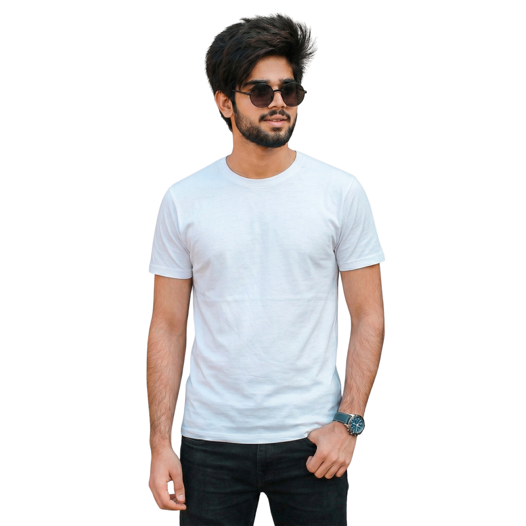 Chicemporia Luxe Solid White T-Shirt | Premium Ultra-Soft Regular Fit