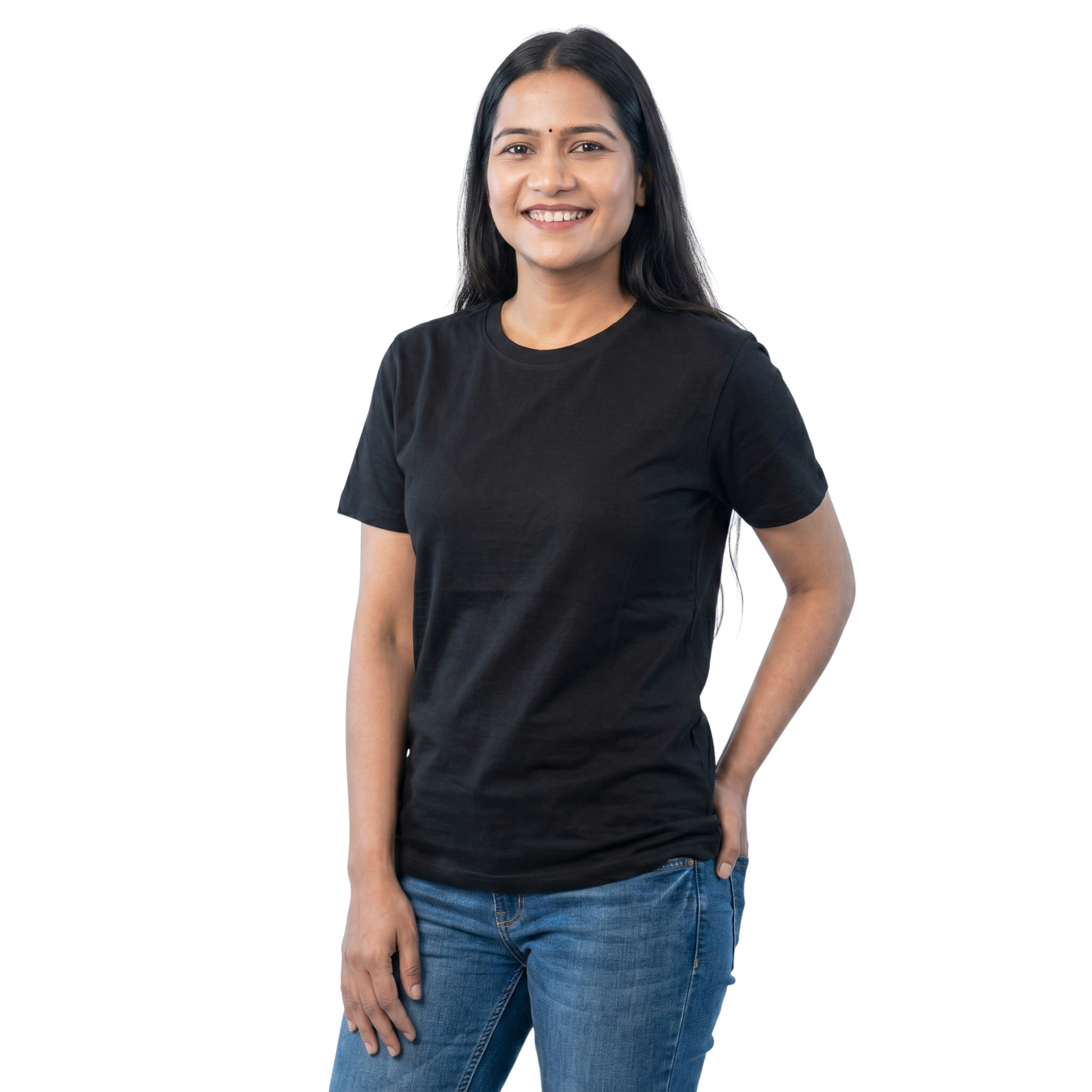 Chicemporia Women's Luxe Classic Black Ultra-Soft Regular Fit Tee