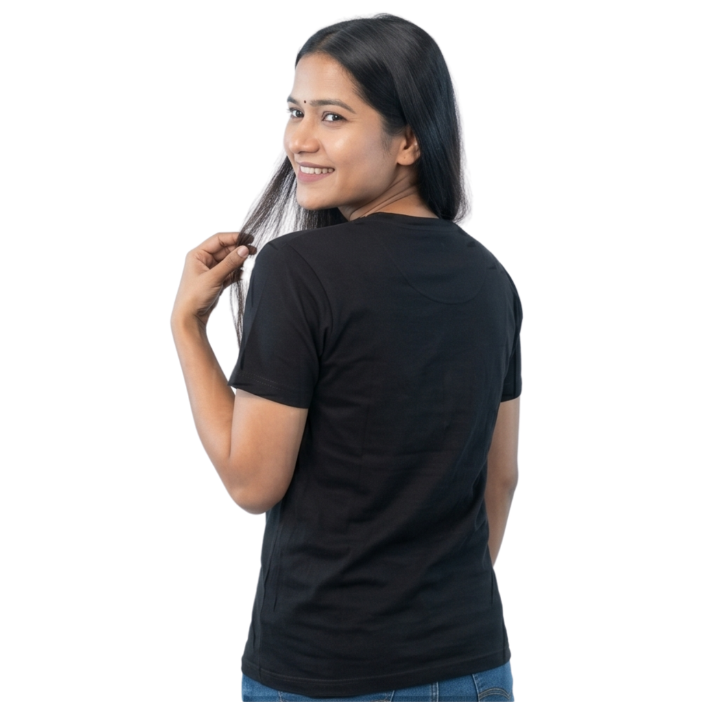 Chicemporia Women's Luxe Classic Black Ultra-Soft Regular Fit Tee