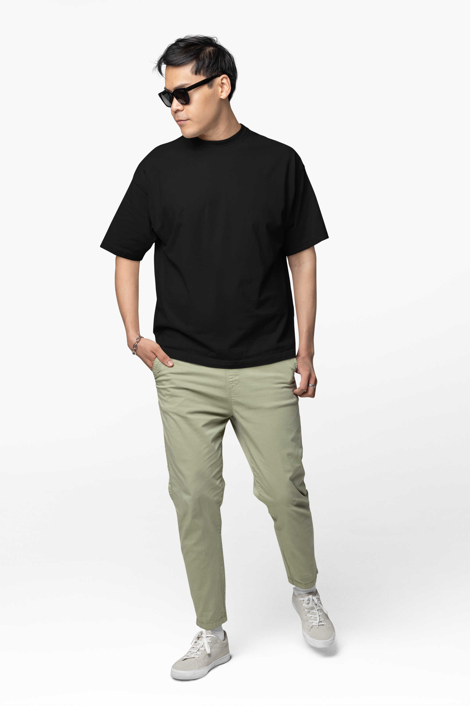 Chicemporia Oversized Unisex Black T-Shirt | Premium Cotton Drop Shoulder Tee