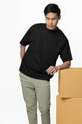 Chicemporia Oversized Unisex Black T-Shirt | Premium Cotton Drop Shoulder Tee