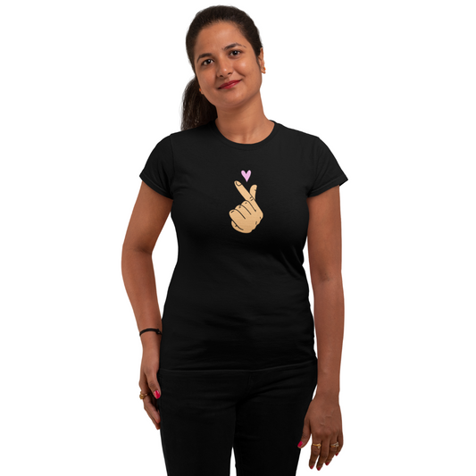 Finger Heart Classic Printed T-shirt for Women