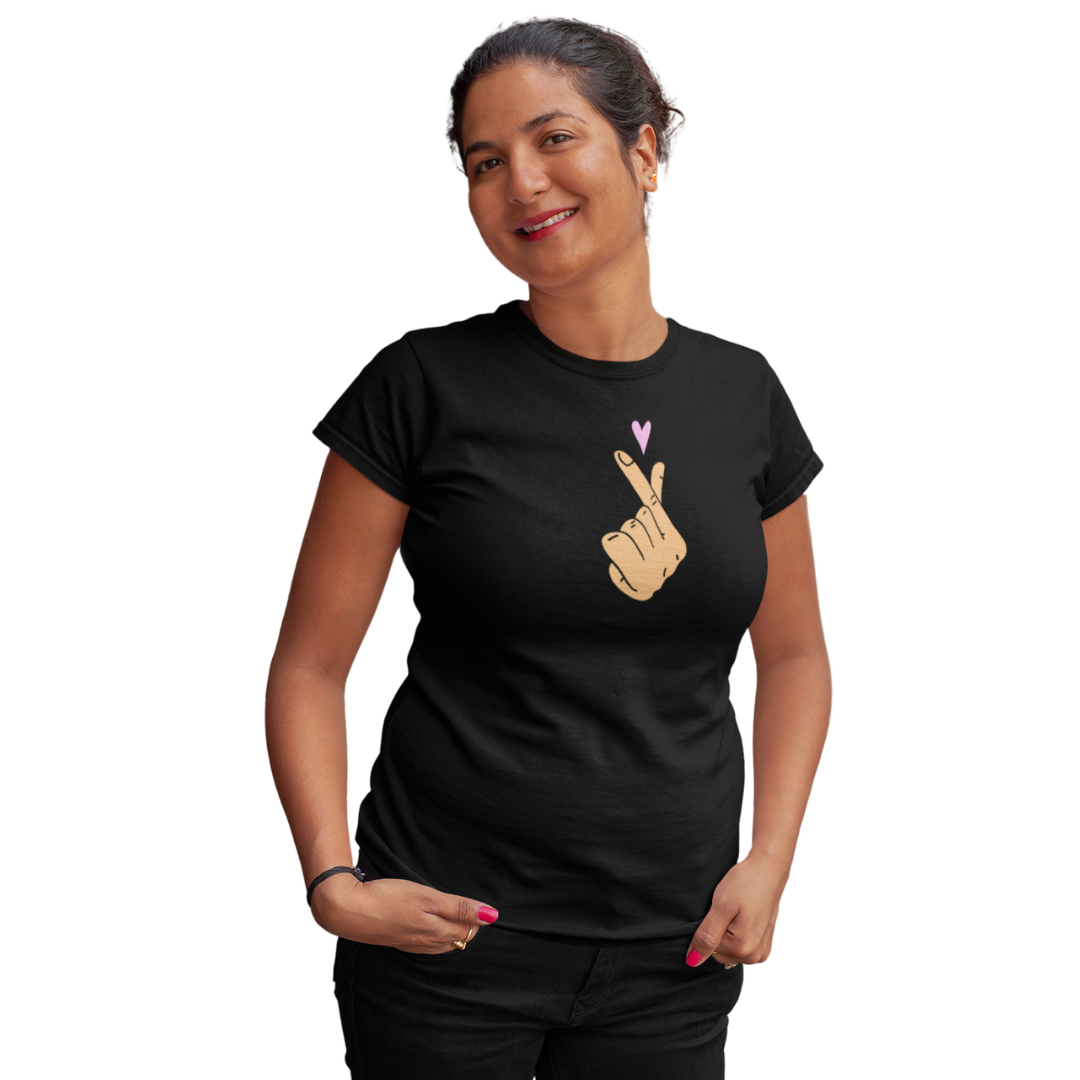 Finger Heart Classic Printed T-shirt for Women