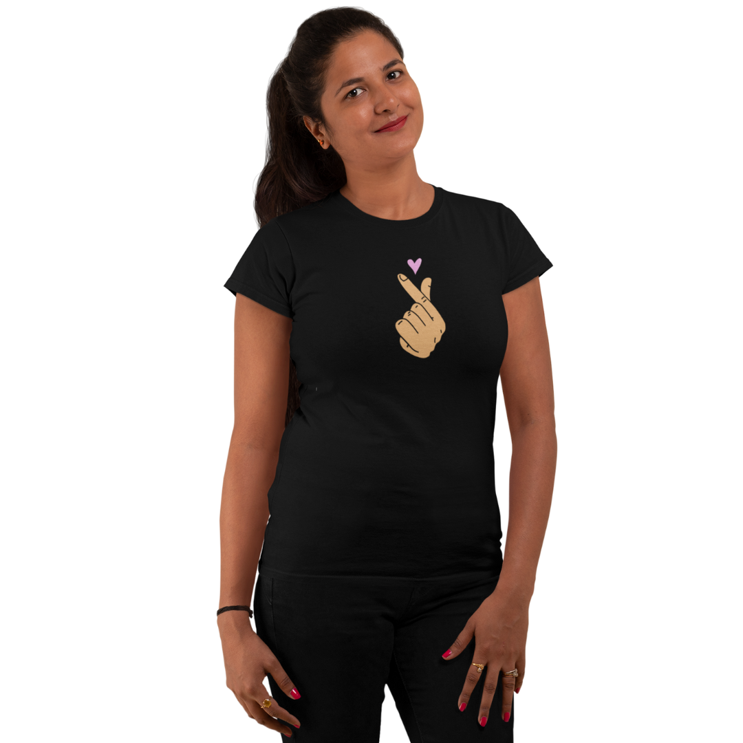 Finger Heart Classic Printed T-shirt for Women