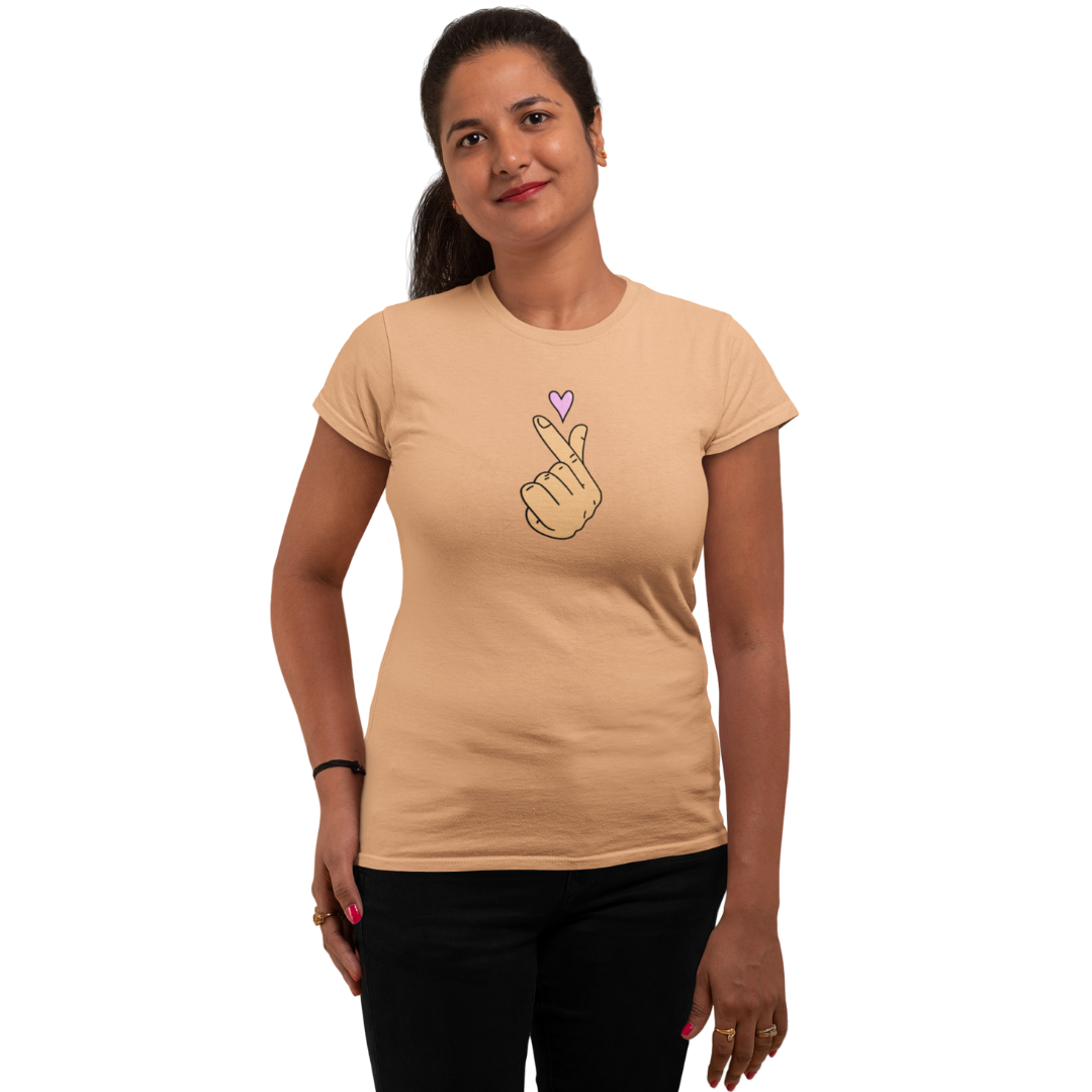 Finger Heart Classic Printed T-shirt for Women
