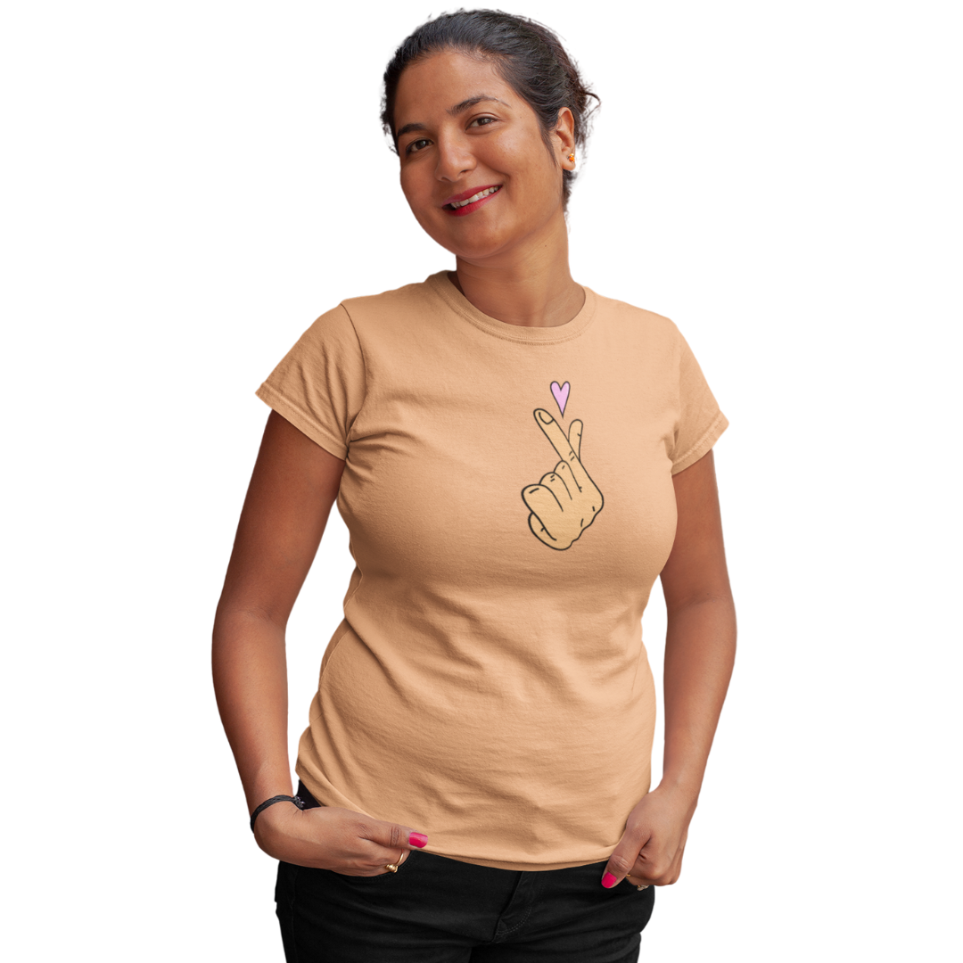 Finger Heart Classic Printed T-shirt for Women