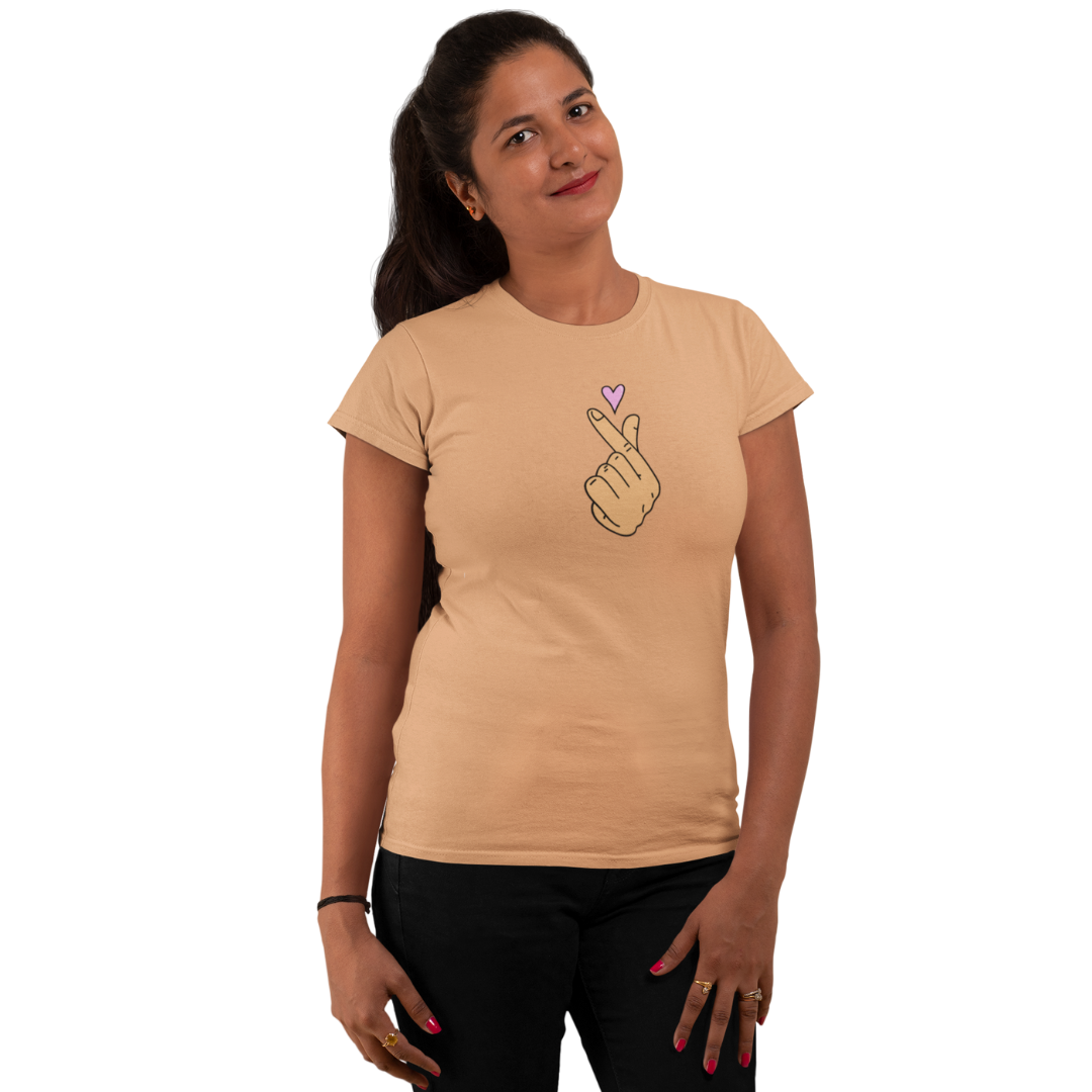 Finger Heart Classic Printed T-shirt for Women