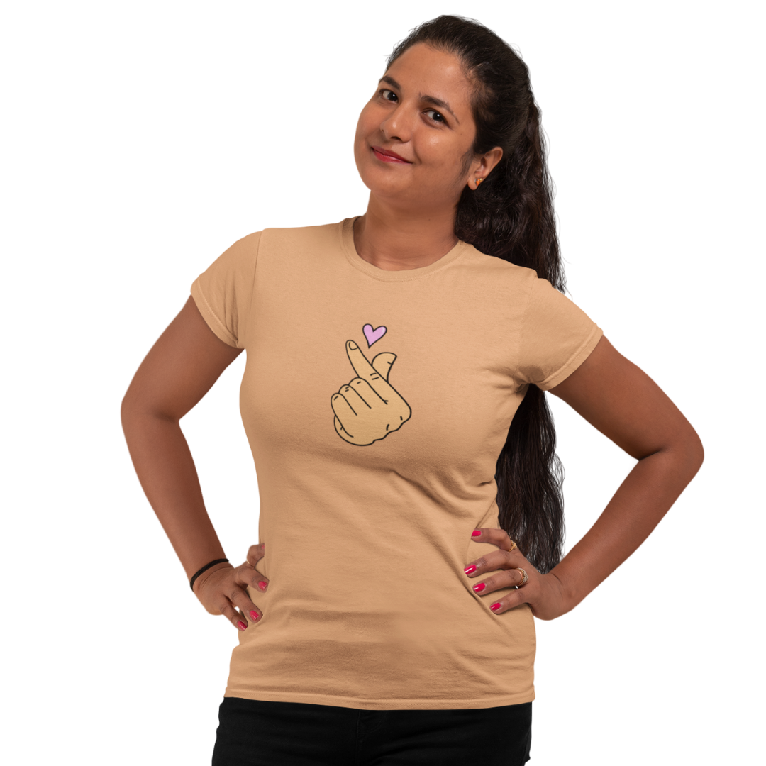 Finger Heart Classic Printed T-shirt for Women