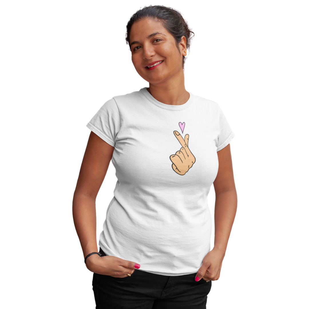 Finger Heart Classic Printed T-shirt for Women