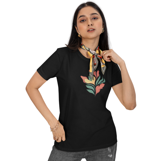 Flower Printed Half Sleeve T-shirt  for Women