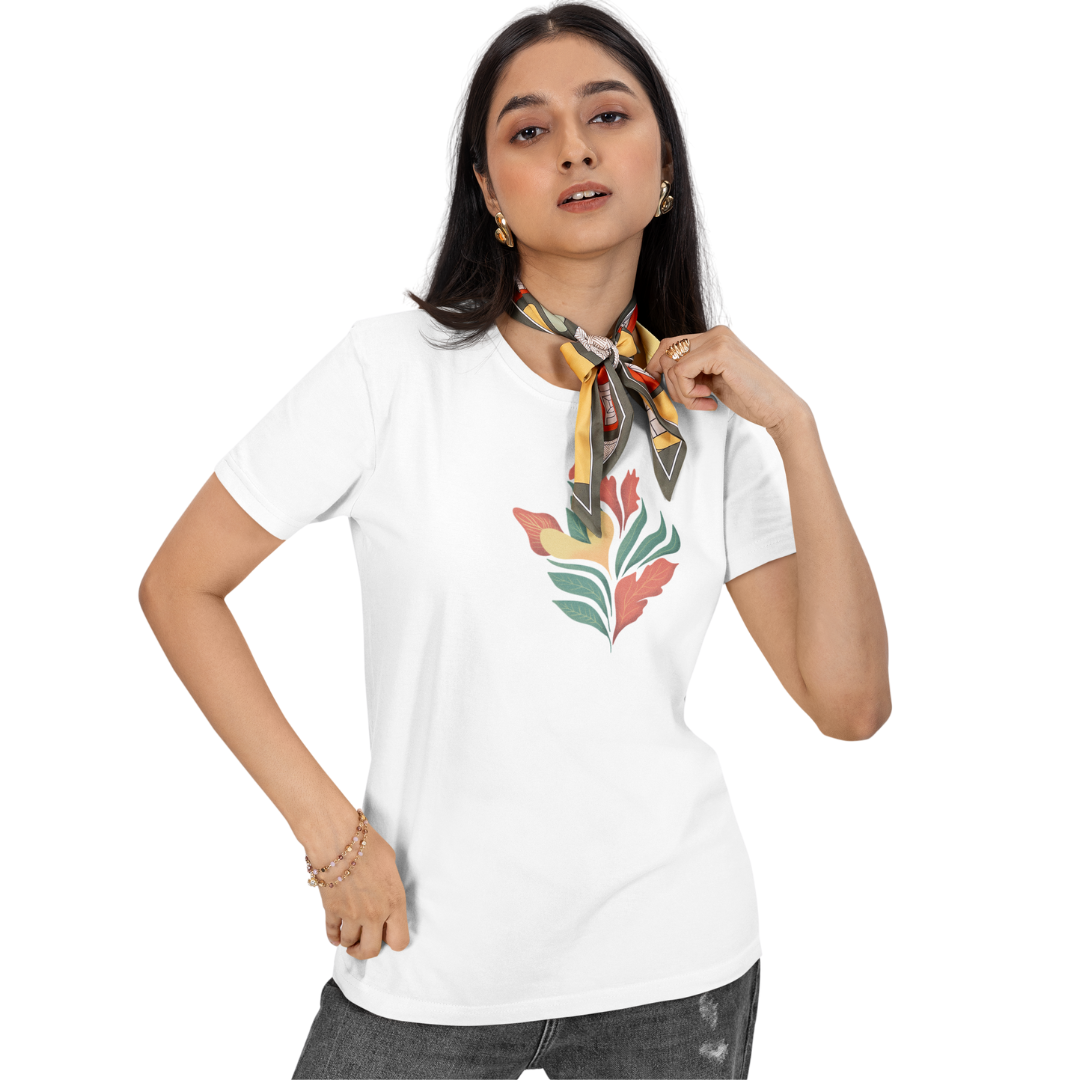 Flower Printed Half Sleeve T-shirt  for Women