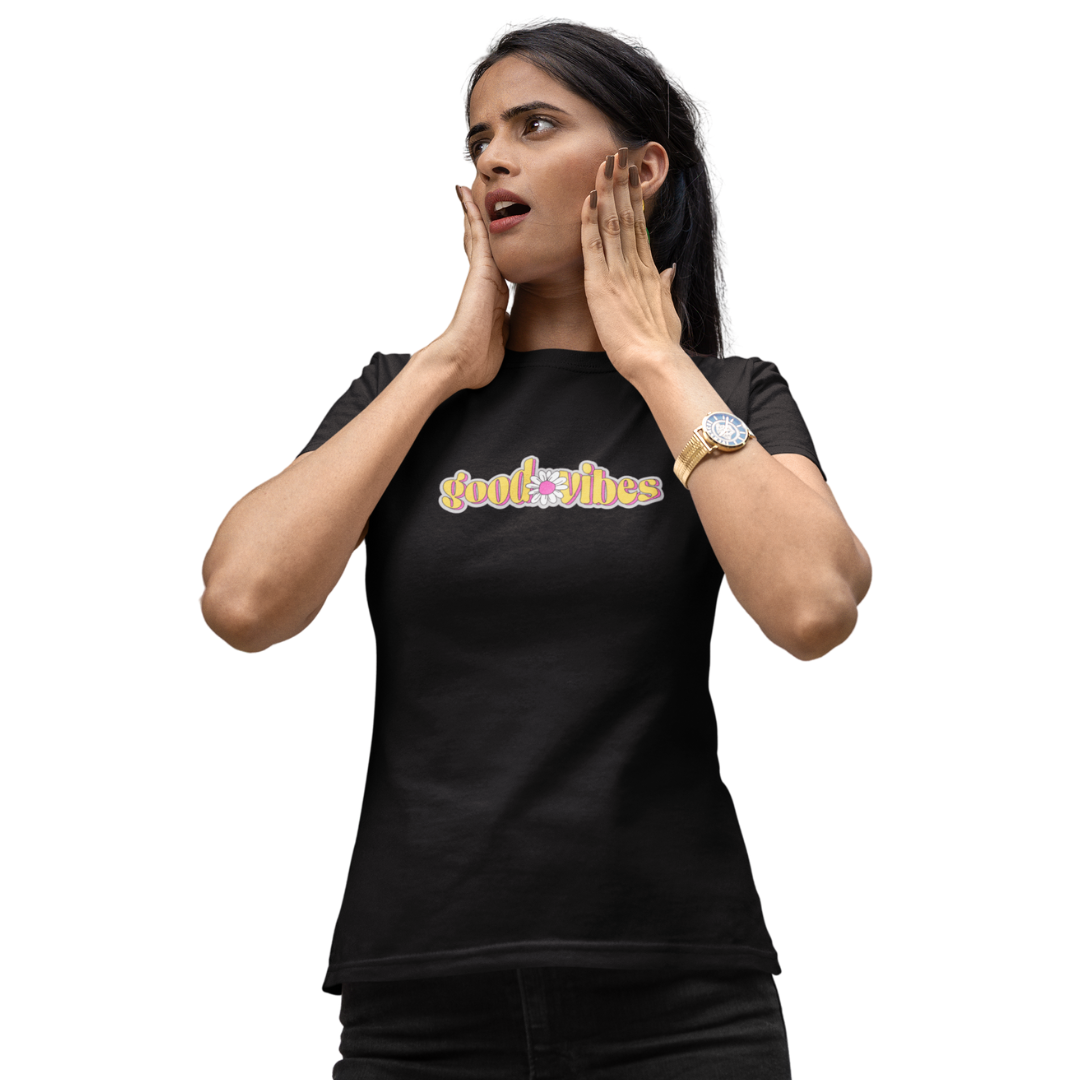 Good Vibes Classic Half Sleeve Printed T-shirt for Women