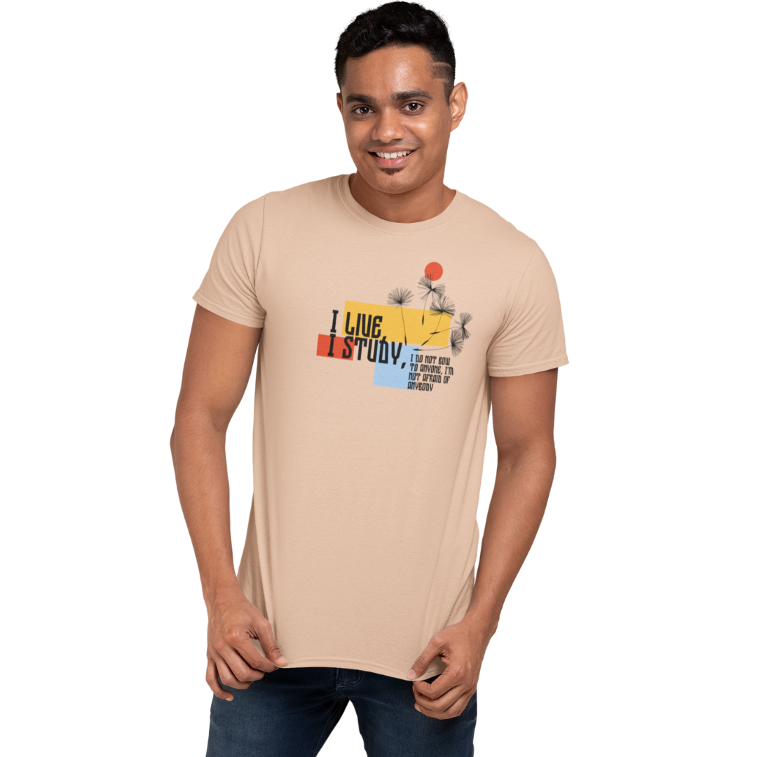 I Live I Study | Motivational Graphic Printed Unisex T-Shirt | Regular Fit | 100% Cotton