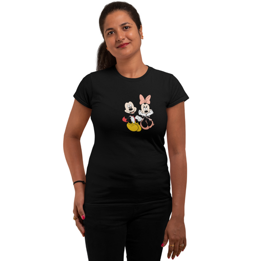 Mickey Mouse Graphic T-shirt for Women | Official Disney Design | Regular Fit |  100% Cotton