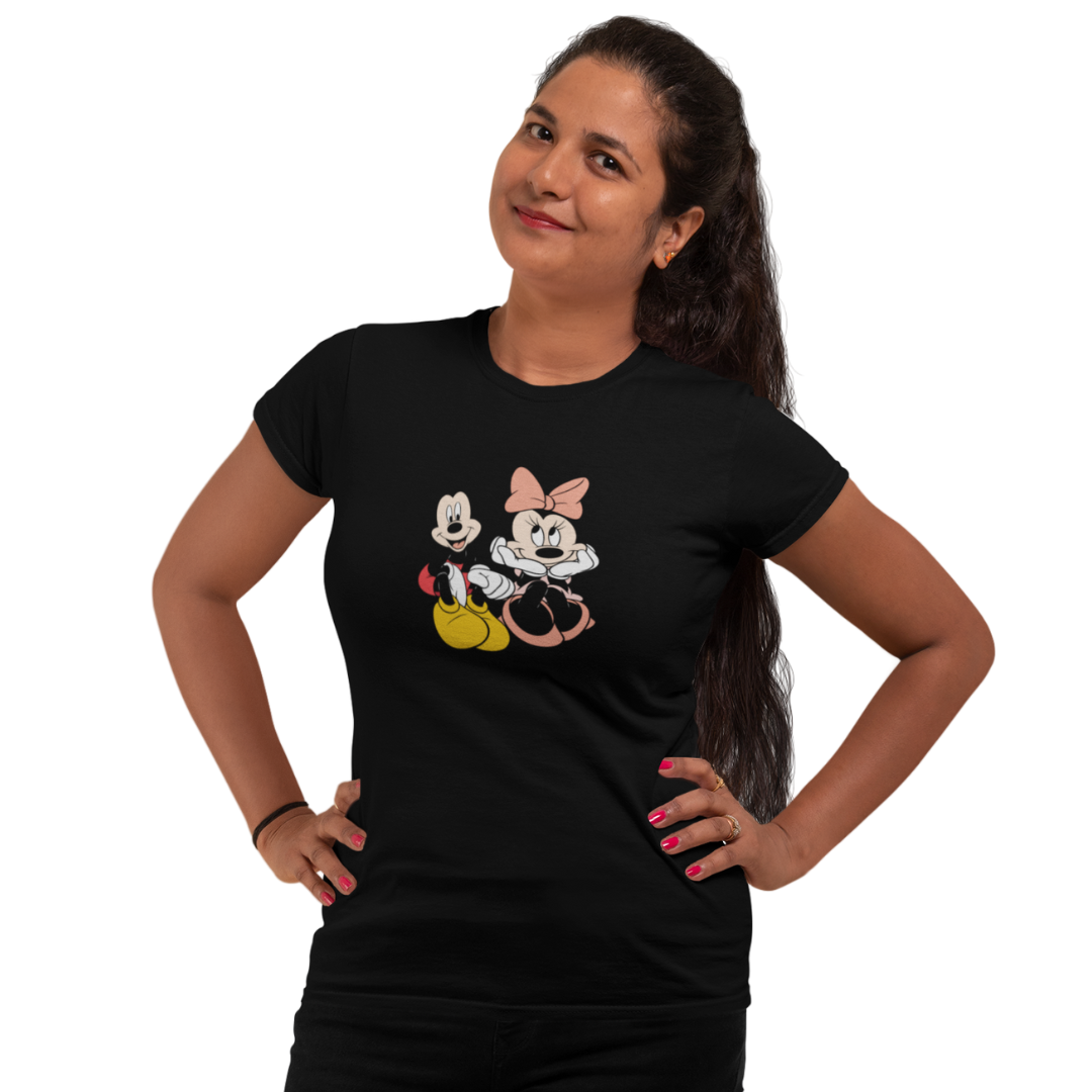Mickey Mouse Graphic T-shirt for Women | Official Disney Design | Regular Fit |  100% Cotton