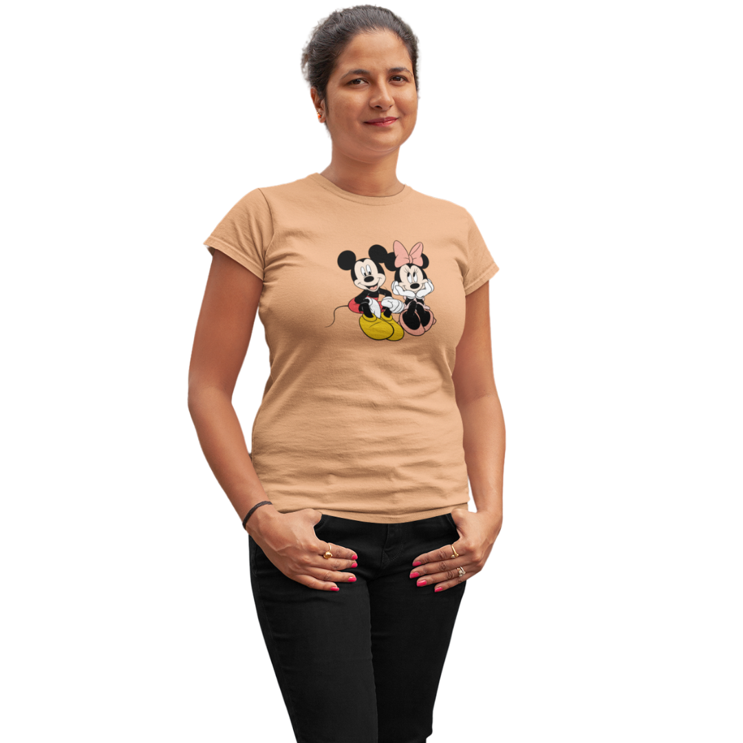 Mickey Mouse Graphic T-shirt for Women | Official Disney Design | Regular Fit |  100% Cotton