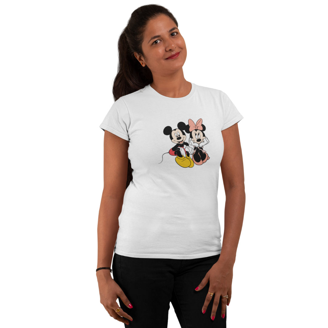 Mickey Mouse Graphic T-shirt for Women | Official Disney Design | Regular Fit |  100% Cotton