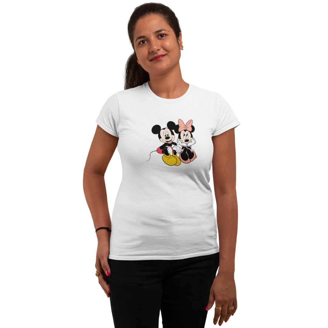 Mickey Mouse Graphic T-shirt for Women | Official Disney Design | Regular Fit |  100% Cotton