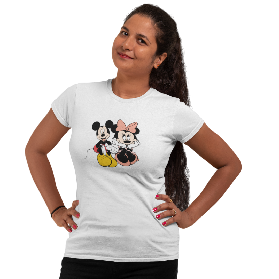 Mickey Mouse Graphic T-shirt for Women | Official Disney Design | Regular Fit |  100% Cotton