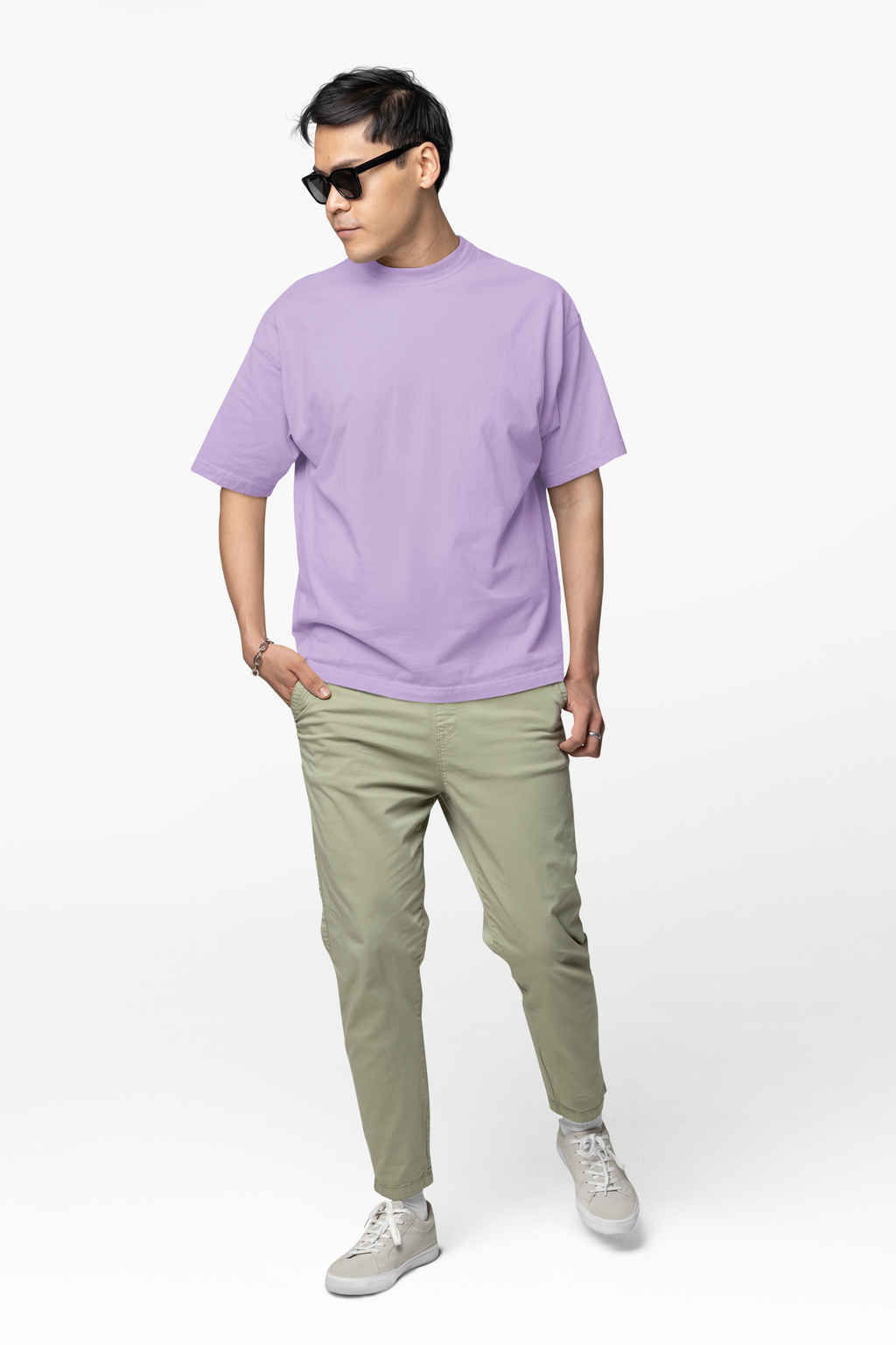 Chicemporia Oversized Unisex Beige T-Shirt | Premium Cotton Drop Shoulder Tee